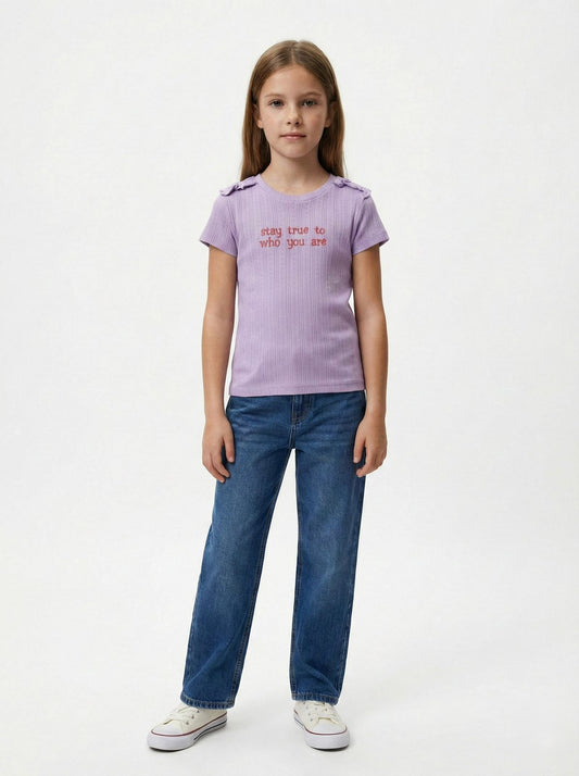 LC WAIKIKI Girls Embroided text Tee