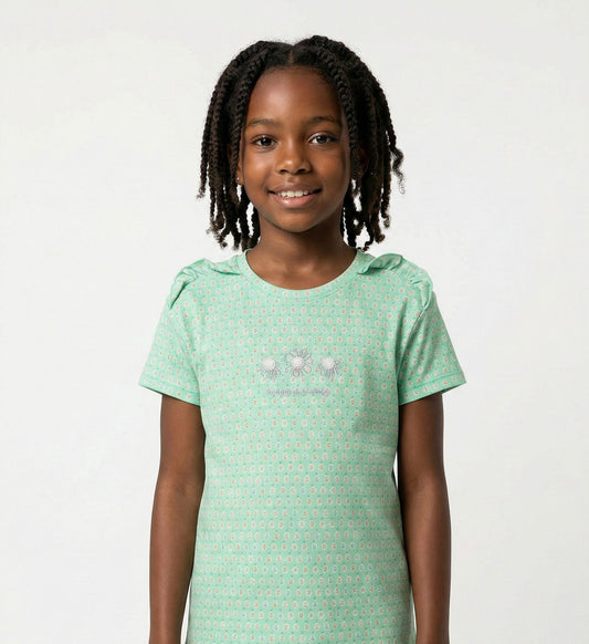 LC WAIKIKI Girls Embroided Flowers and FLoral Printed Tee