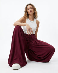 OYSHO Womens High Waist Flowy Wide Leg Trouser