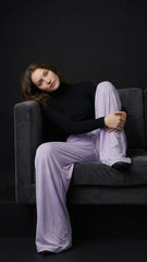 OYSHO Womens Lavender Wide Leg Trouser