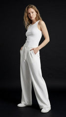OYSHO Womens White Wide Leg Trouser