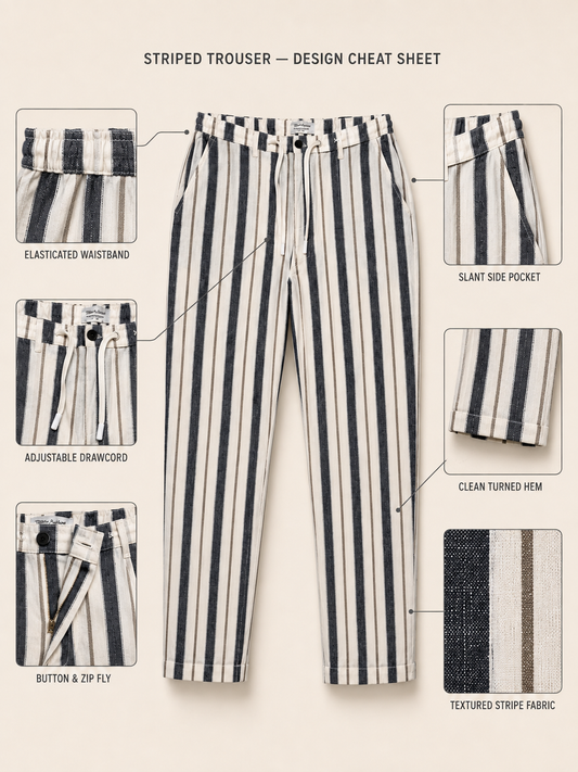 Teddy Smith Linen Blend Striped Trousers