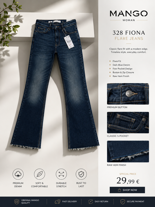 Fiona Women’s Flare Jeans – Dark Blue Denim