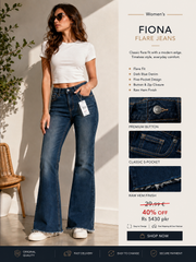 Fiona Women’s Flare Jeans – Dark Blue Denim