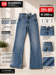 Bershka Women’s Blue Boot Cut Long Lenght Denim Jeans | Premium Fit – SM Garments