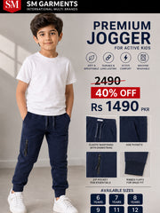 Boys' Dark Navy Blue Utility Sweatpants with Drawstring