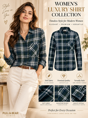 PULL & BEAR Green and Navy Plaid Shirt