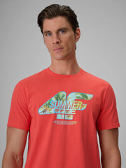 Men's Imported Quality Orange regular print T-shirt - coral