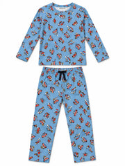 Reserved Boy Blue Cartoon Print 2-Piece Tees & Trouser Set