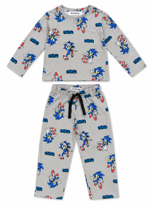 Reserved Boy Grey Sonic Print 2-Piece T-Shirt & Trouser Set