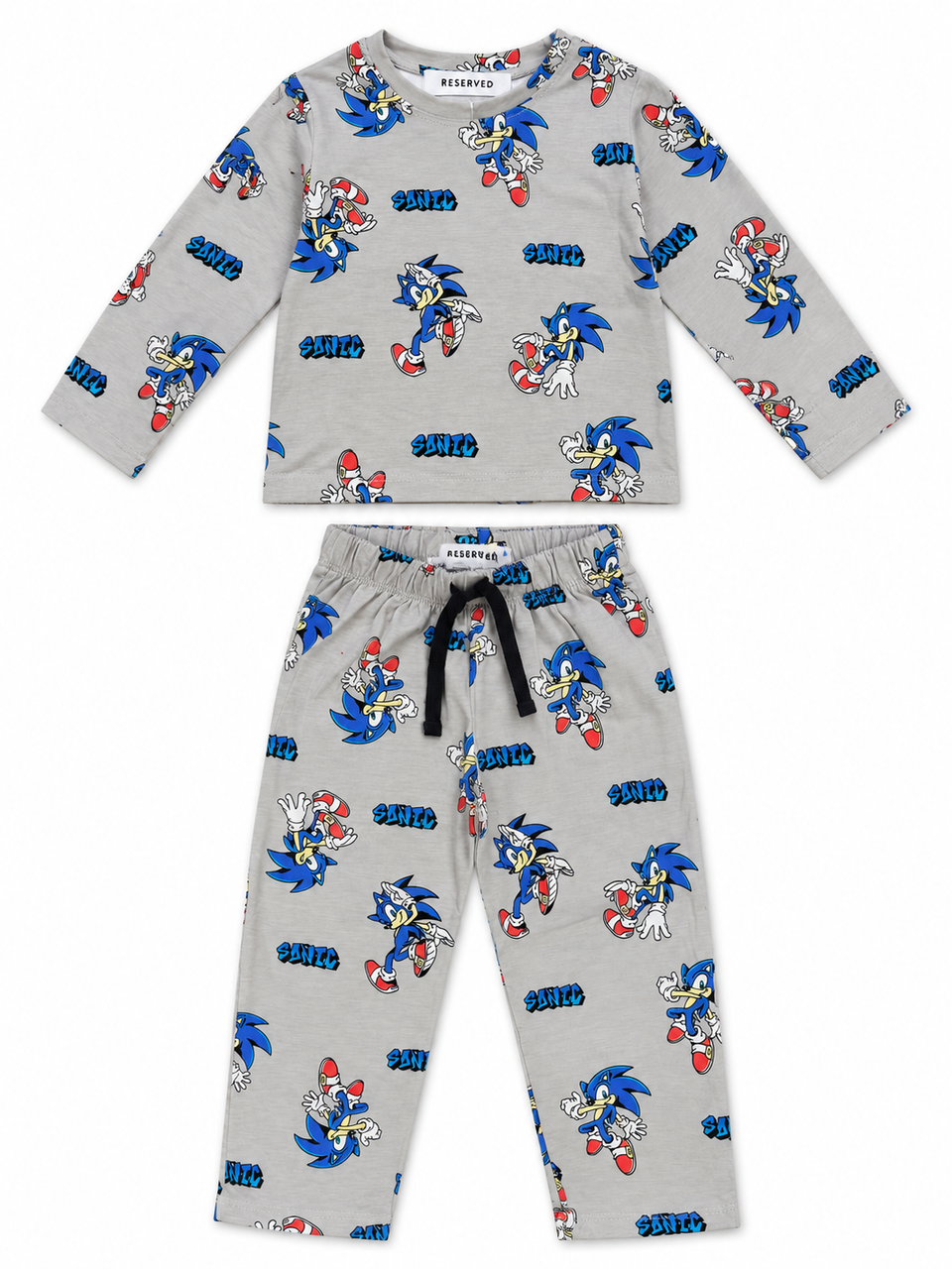Reserved Boy Grey Sonic Print 2-Piece T-Shirt & Trouser Set