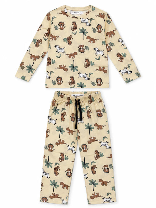 Reserved boy Cream Safari Animal Print 2-Piece T-Shirt & Trouser Set
