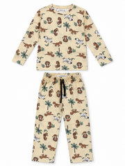 Reserved boy Cream Safari Animal Print 2-Piece T-Shirt & Trouser Set