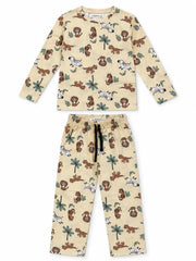 Reserved boy Cream Safari Animal Print 2-Piece T-Shirt & Trouser Set