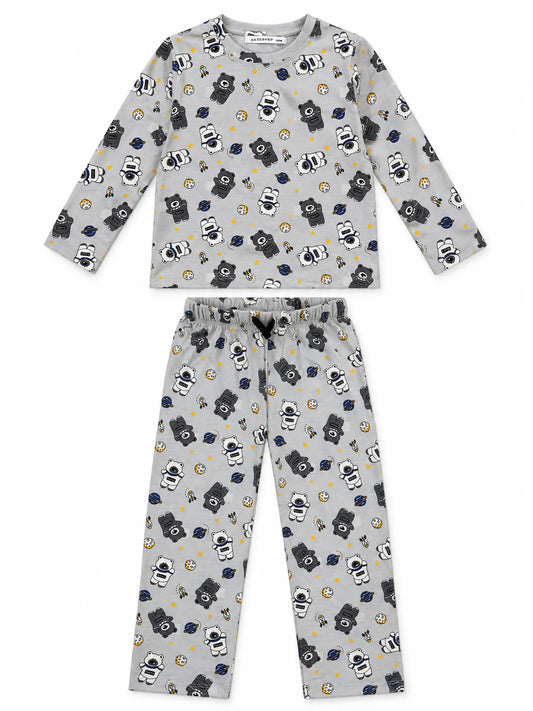 Reserved Boy Grey Space Bear Print 2-Piece T-Shirt & Trouser Set