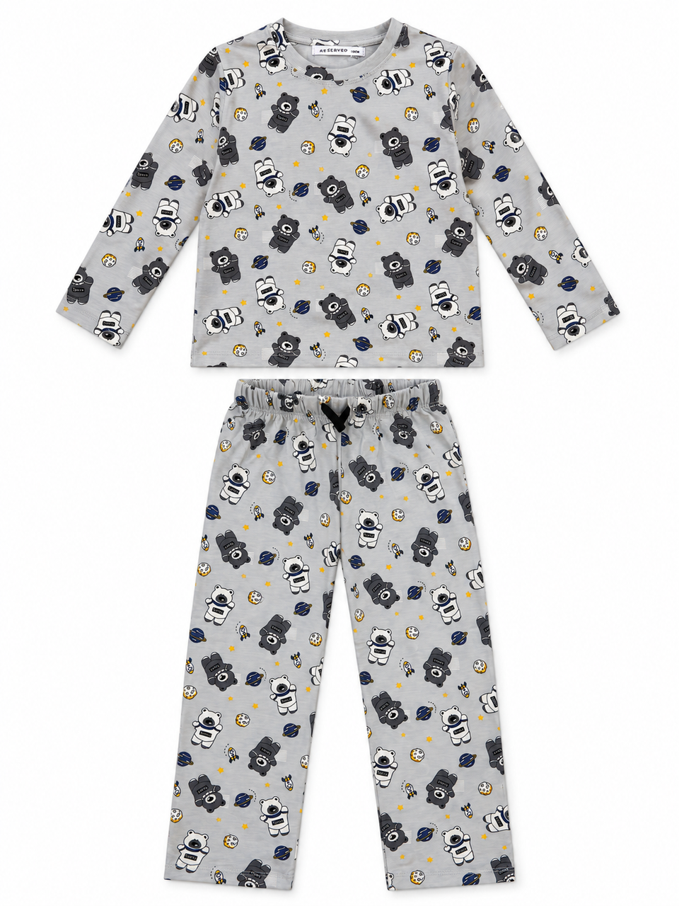 Reserved Boy Grey Space Bear Print 2-Piece T-Shirt & Trouser Set
