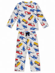 Reserved Boy Construction Vehicle Print 2-Piece Set – Light Grey