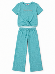 LC Waikiki Girl’s Aqua Textured 2-Piece Co-Ord Set – Time to Shine