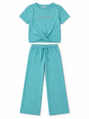 LC Waikiki Girl’s Aqua Textured 2-Piece Co-Ord Set – Time to Shine