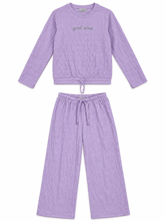 LC Waikiki Girl’s Lavender Textured 2-Piece Co-Ord Set – Good Vibes