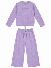 LC Waikiki Girl’s Lavender Textured 2-Piece Co-Ord Set – Good Vibes