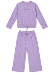 LC Waikiki Girl’s Lavender Textured 2-Piece Co-Ord Set – Good Vibes