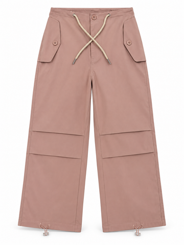 Women’s Imported Dusty Pink Wide Leg Drawstring Cargo Trousers