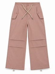 Women’s Imported Dusty Pink Wide Leg Drawstring Cargo Trousers