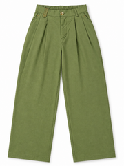 Women’s Imported Olive Green Wide Leg Pleated Trouserso