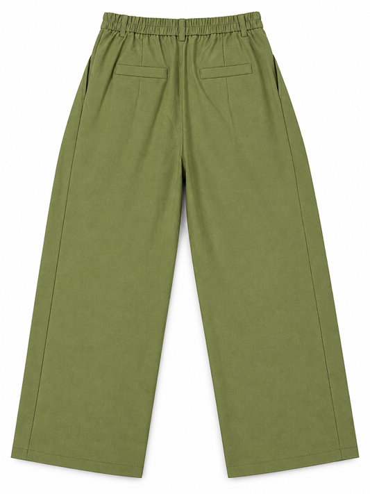 Women’s Imported Olive Green Wide Leg Pleated Trouserso
