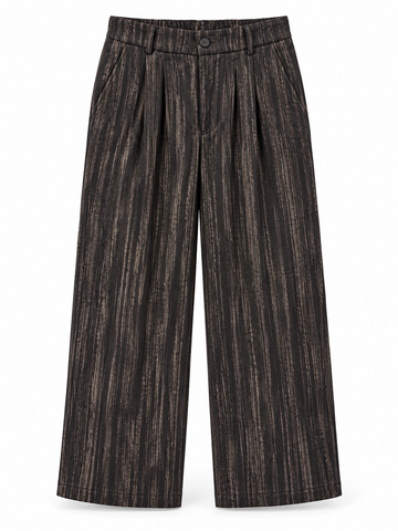 Women’s Imported Charcoal Striped Wide Leg Pleated Trousers
