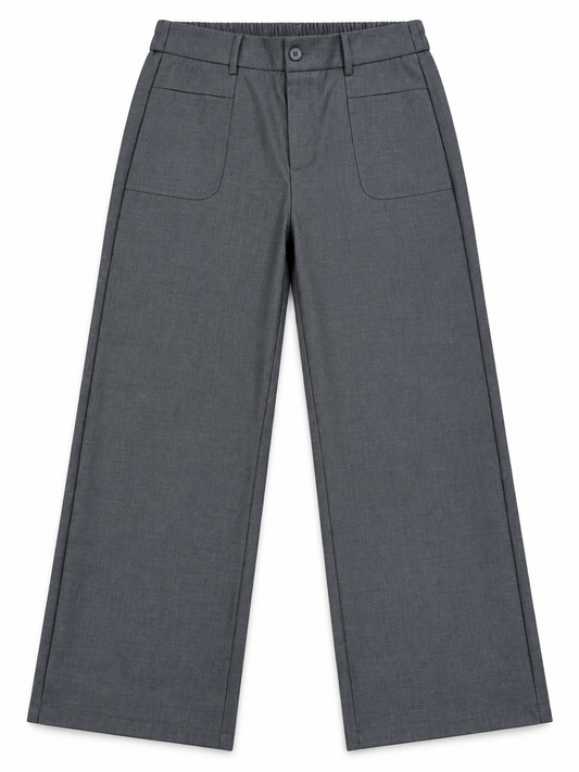 Women’s Imported Charcoal Grey Wide Leg Patch Pocket Trousers