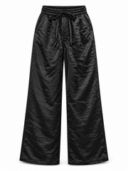 Women’s Imported Black Textured Wide Leg Drawstring Trousers