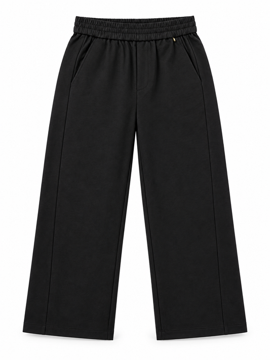 Women’s Imported Relaxed Fit Elastic Waist Trousers – Black