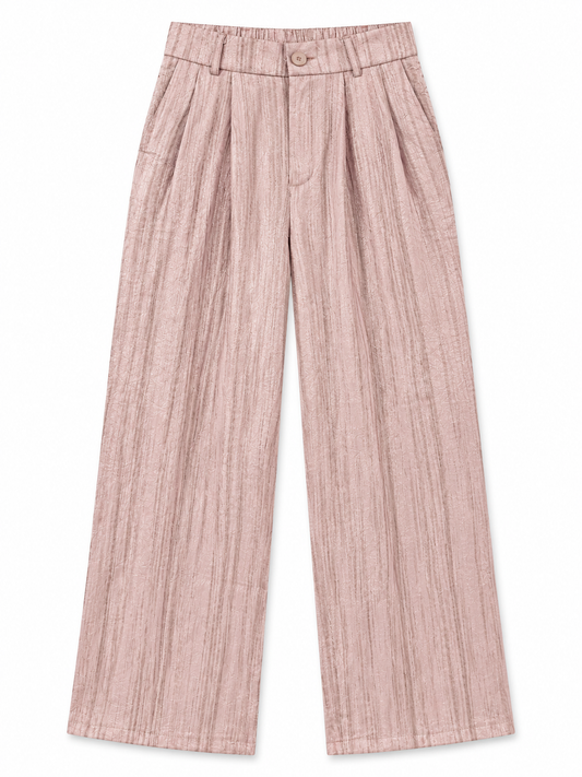Women’s Imported Pleated Wide Leg Trousers – Pink | BEISEN