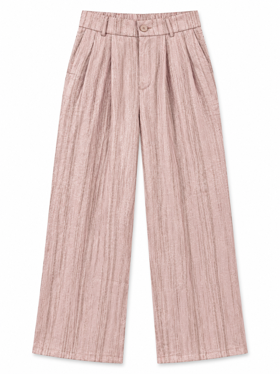 Women’s Imported Pleated Wide Leg Trousers – Pink | BEISEN