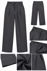 Women’s Imported Charcoal Grey Wide Leg Pleated Trousers | Premium Formal Pants