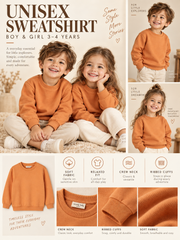 IMPORTED BOYS AND GIRLS Classic Solid Mustard Crewneck Sweatshirt | Casual Pullover