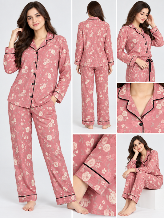 Oysho Blushing Rose Soft Cotton Pajama Co-Ord Set
