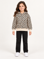 Girls Leopard Print Hoodie – Cream | SM Garments