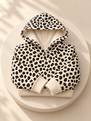 Girls Leopard Print Hoodie – Cream | SM Garments