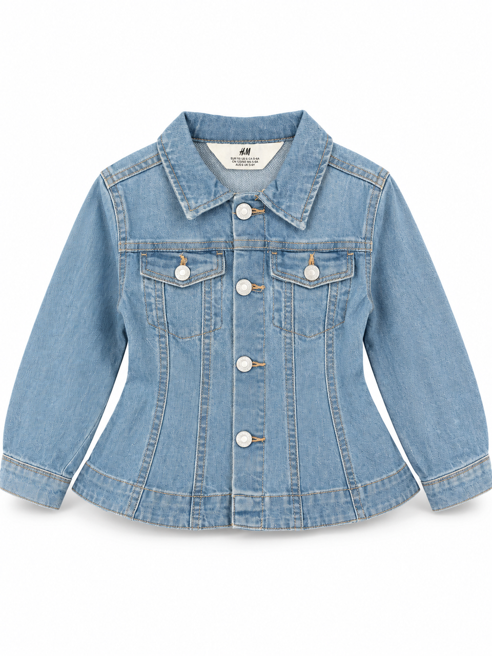 Girls BRANDED ' Medium Wash Denim Jacket with Flared Peplum Hem