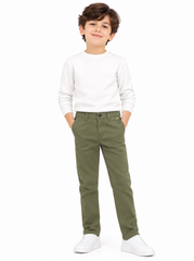 GUESS Boys Sage Olive Green Slim Fit Stretch Chino Pants| SM GARMENTS