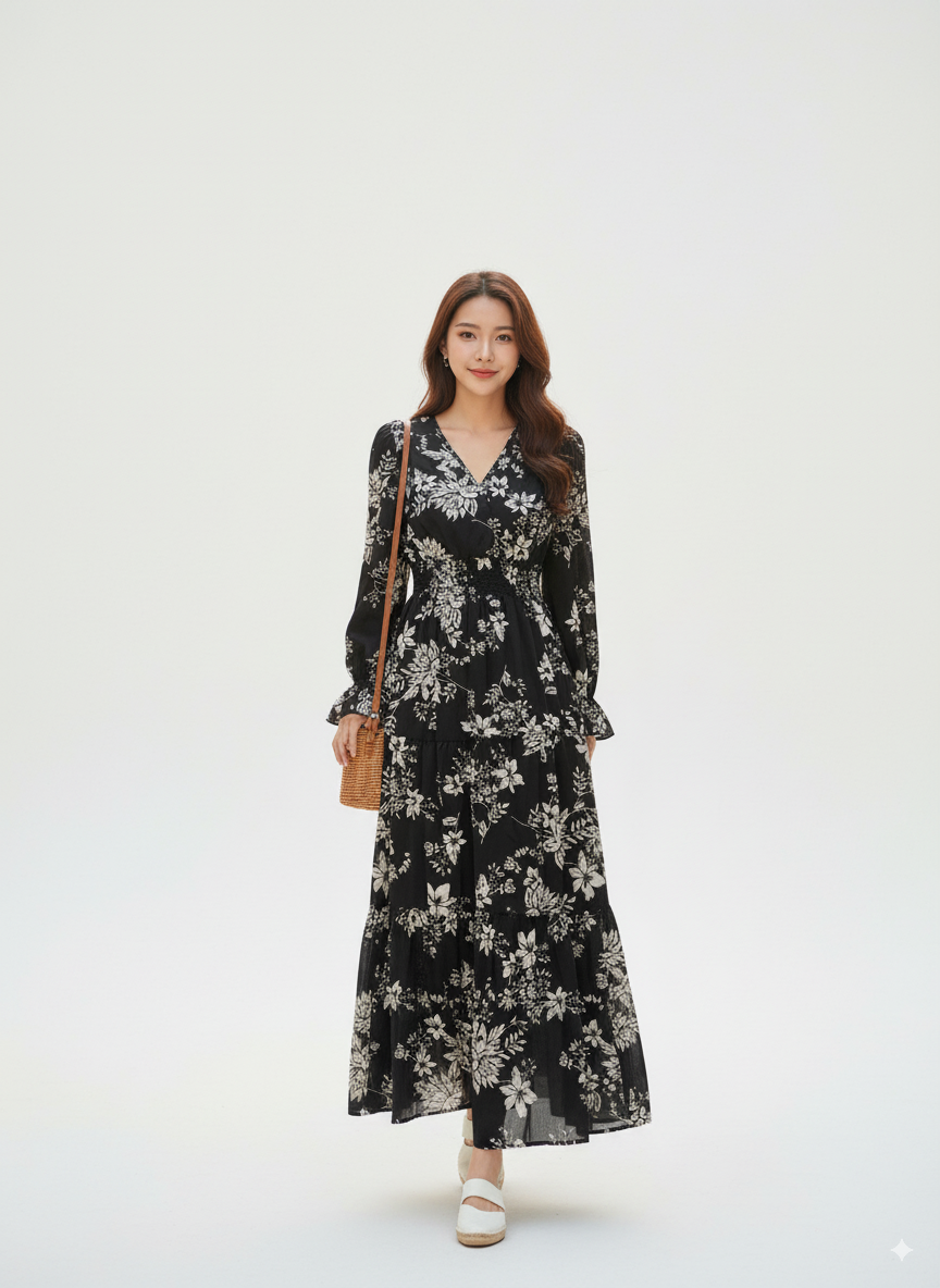 Floral Vacation Womens Long Dress