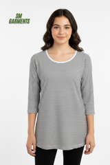 YESSICA STRIPED FULL SLEEVE WOMENS T-SHIRT