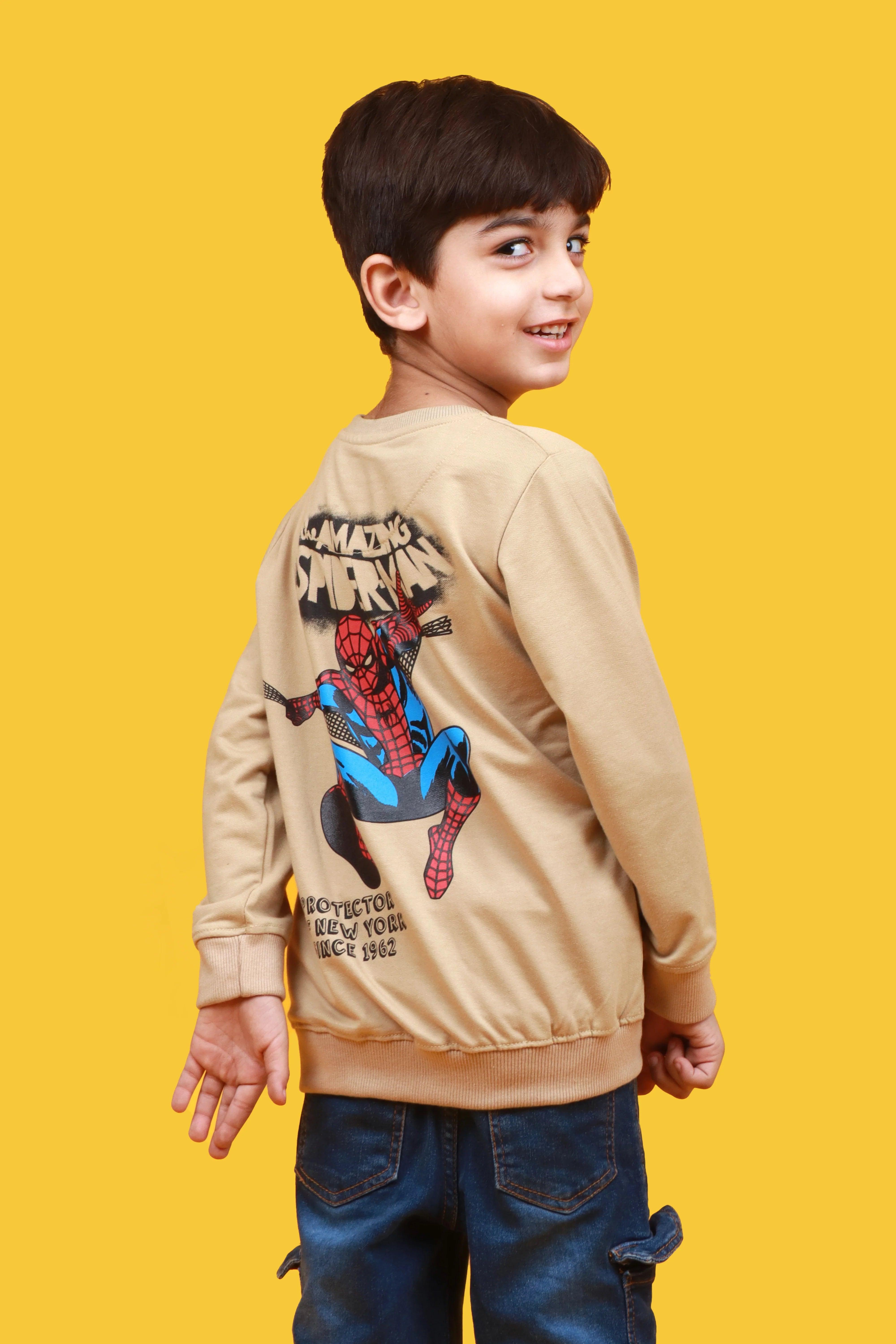 NEXT CREAM-COLOR MARVEL SPIDER PRINTED SWEATSHIRT