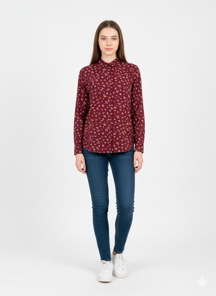 AMISU WOMEN FLORAL PRINT SHIRT