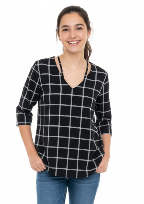 HNM checkered cotton TOP