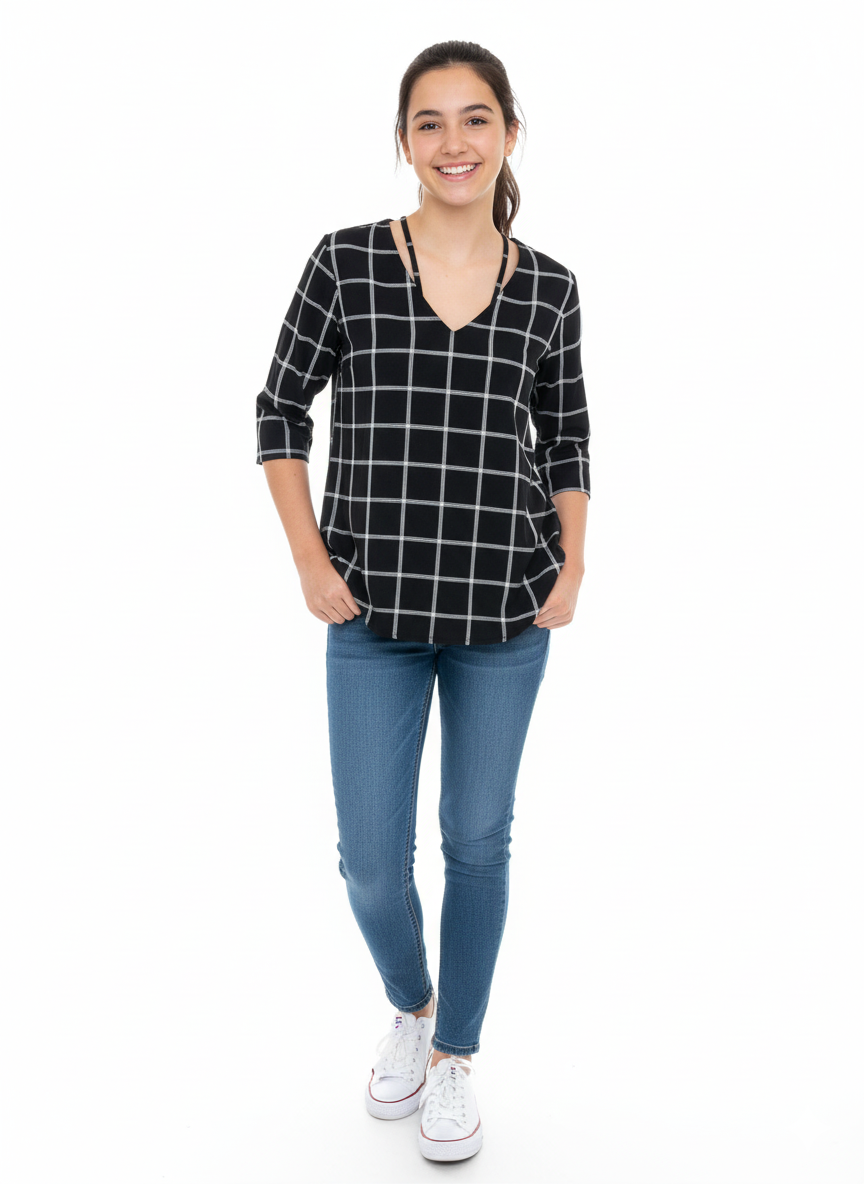 HNM checkered cotton TOP