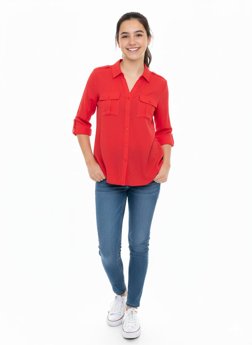 LCW WOMESN DOUBLE POCKET SHIRT
